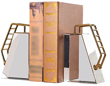 TEmkin Dekorative Buchstützen, Metall-Kristall-Buchstütze, Ornamente, Büro, Arbeitszimmer, Bücherregal, modernes Desktop-Glas, Buch von Buchständer, Basteldekoration, rutschfest