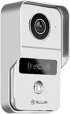 TELLUR Smart Sonnette Vidéo WiFi Intelligente FHD1080P, Sonnette Alexa, Sonnette sans Fil, Capteur de Mouvement PIR, Vision Nocturne, IP54, Audio Bidirectionnel, Compatible Google Home et Alexa