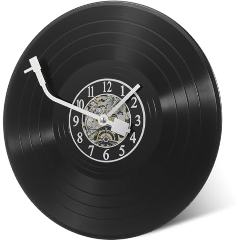HOMSFOU Wanduhr in Schallplattenform, Wanduhr für Wohnzimmer, Schlafzimmer und Büro, Heimdekoration, 30 cm, einfache Installation