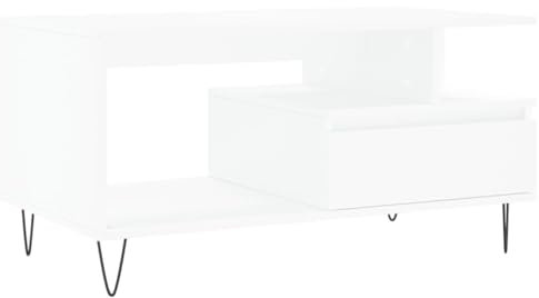 vidaXL Couchtisch, Sofatisch für Wohnzimmer, Wohnzimmertisch mit viel Stauraum, Beistelltisch Kaffeetisch Wohnzimmermöbel, Weiß Holzwerkstoff