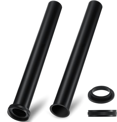 Tandefio 2 Pcs Flanged Sink Tailpiece 1-1/4 OD x 12 Brass Extension Tube for Trap Inlet Waste Sink Pipe Drain Connections(Black)
