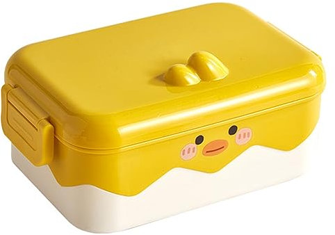 AMZLORD Isolierte Lunchbox aus Edelstahl mit doppelseitigen Verschlussklammern Iittle Yellow Duck Bento-Box Verbrühungsschutz 1000 ml for Kinder/Erwachsene/Studenten und Kinder