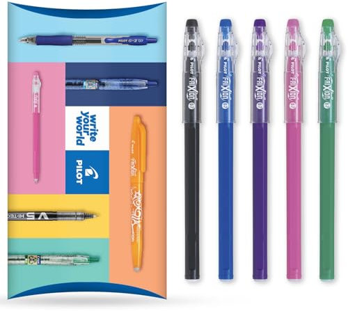 PILOT FriXion Ball Stick 07–0,7 mm Federspitze, radierbare Gelschreiber, in Kissenverpackung, 5 Stück