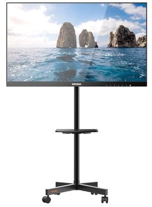 GRIFEMA GB3001 Supporto TV su Ruote per TV al Plasma/LCD/LED fino a 65 pollici, Supporto TV in Piedi con Ripiano per Laptop, Fino a 40 kg, MAX. 400x400mm