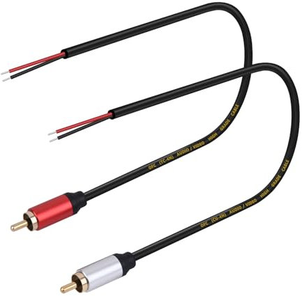 2Packs Lautsprecher Draht RCA Audio Beide Stecker Jack Stecker Stecker Adapter auf Bare Wire Open End Pigtail Audio Video Lotus Stecker Reparatur Kabel für Verstärker, Empfänger, Lautsprecher, etc.
