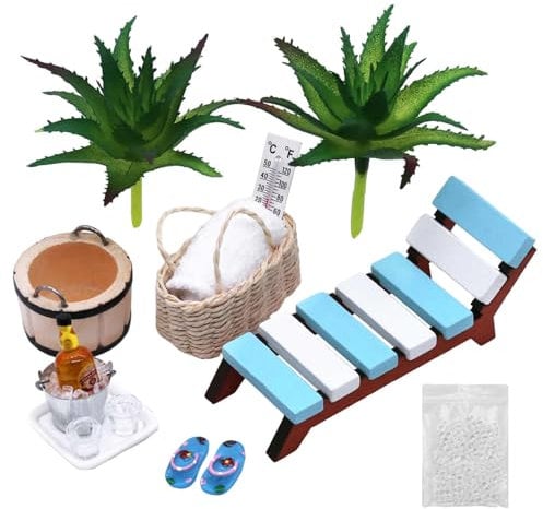 ZHIYUQL® 14 Stück Miniatur Deko Sauna Zubehör Set, Wellness Deko Geschenk, Mini Strand Zubehör, Miniatur Garten Deko für DIY Dekoration