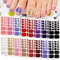 16 Feuilles Autocollants Ongles Pieds Sticker Orteil Nail Art - 22 Pièce/Feuille avec Couleurs Unies et Paillettes pour Manucure Complète (16 Couleurs Multicolores)