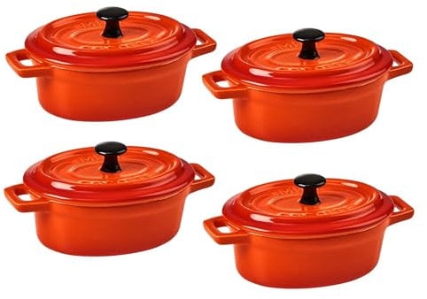 BUTLERS Mini-Auflaufform oval aus Keramik | kleine Auflaufform mit Deckel | backofenfest | auch als Soufflé Förmchen und Tapas-Schalenset geeignet