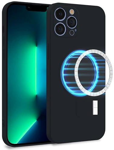 MyGadget Funda [ Compatible con MagSafe ] para Apple iPhone 13 Pro MAX en Silicona TPU - Carcasa de Doble Capa - Case Resistente Antigolpes y Anti choques - Ultra Protectora Negro