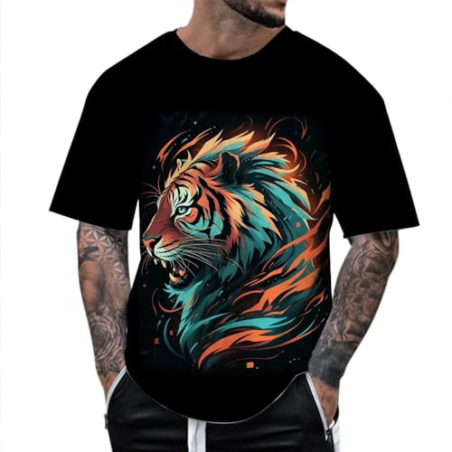 Herren Mode Frühling Sommer Lässige Kurzarm O Bedruckte T Shirts Top Bluse Tank Tops Schwarze T-Shirt Herren T-Shirt Rundhals Herren Herren Sommer T-Shirt (240428A-Navy, XXXL)