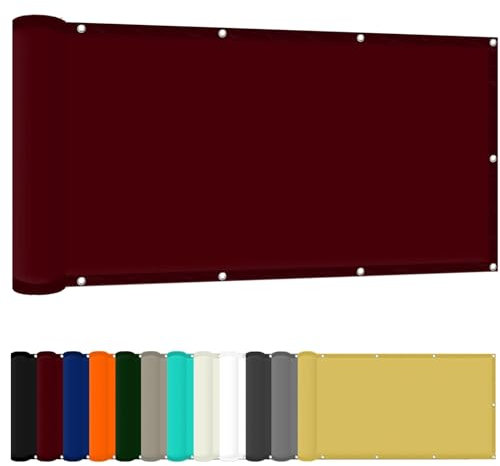Sonnensegel Quadratisch 150 x 300 cm PES Windschutz Balkon Sichtschutz Uv-Schutz-Polyestergewebe mit Seil Sonnenschutz für Garten Terrasse Und Balkon, Weinrot