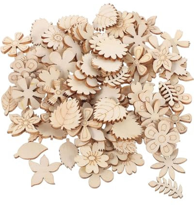 ZAMXHUG Décoration Bois Naturel - 100 pcs Deco Bois,Embellissements Fleurs Feuilles pour Décorations de Mariage Décorations pour Arbres de Noël Scrapbooking Artisanat de Bricolage Décorer