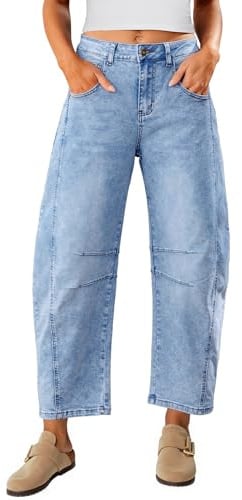 Vetinee Damen Baggy Jeans Barrel Weites Bein High Waist Y2k Jeans
