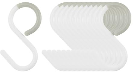 SourcingMap 12pcs Plastic Hanging S Shaped Hooks - Small S Hanger Closet Rod Hooks for Hanging Kitchen Utensils, Cups, Plants, Jewelry, Jeans, Clothes, Towels, Tools, White