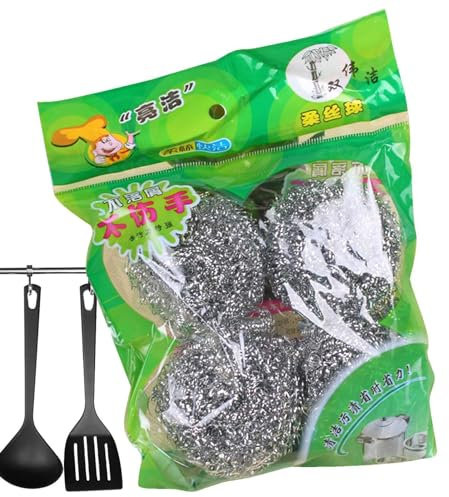 Stahldraht-Reinigungskugel – Mehrzweck-Stahldrahtkugel | Stahlwolle-Bürstentopf und Geschirrwaschkugel mit Griff, massives Edelstahl-Geschirr, Waschschrubber, Stahlschrubber für Kochgeschirr