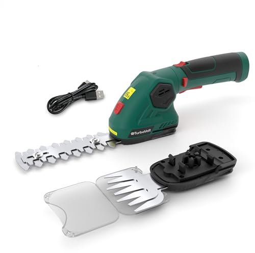 TurboVolt Taille-haie sans fil 8,0 V 2000 mA/h 2 lames différentes Largeur de coupe 9,5 cm Longueur de coupe 14,5 cm avec batterie et chargeur