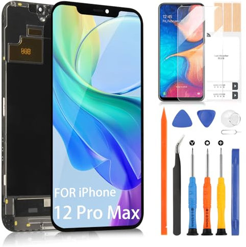 ARSSLY OLED for iPhone 12 Pro Max LCD Screen Replacement - for iPhone 12 Pro Max LCD Display Touch Screen for iPhone 12ProMax A2410 A2411 A2412 A2342 Digitizer Panel Full Assembly Tools (Black)