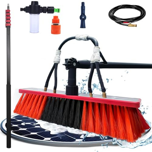 YFSMBD Teleskop Waschbürste 12m, Waschbürste mit Teleskopstiel, Terrassendach Reiniger, Teleskopstange Fensterreinigung, Photovoltaik Waschbürste, Wintergarten Reinigungsset (55cm Bürste,12M)