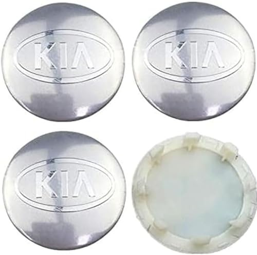 GuoQingSu 4Pcs Stück Auto Radnabenkappen für KIA K3 K5,Wasserdicht Verschleißfest Mit Logo Nabenkappen Reifen Felgen Aufkleber,Silver-A