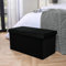 OHS Rectangle Ottoman Storage Box, Matte Velvet Padded Foldable Bench with Hidden Storage & Lid Upholstered Footrest For Living Room & Bedroom Space Saving Organising Box Black
