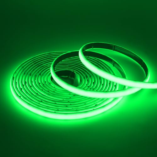 Wisada COB Neon Streifen 0.5m, 12V Wasserdichte IP68 Selbstklebendes Band, 320LEDs/m Superhell Flexibler Grün COB Neon LED Band, rot/weiss 2-adrig LED Lichterketten für Außen, Terrasse