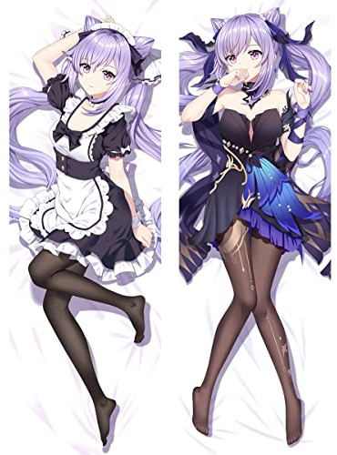 RuiHao Anime Kissenbezug Manga Kissenhülle Für Genshin Impact Keqing,Anime Pillowcase Digitaler Doppelseitiger Druck Kissenbezug,Seitenschläferkissen Bezug,Bedding Umarmungskissen Bezu