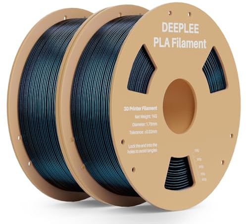 DEEPLEE Silk PLA Filament 3D Drucker PLA Galaxie Schwarz 2KG | Shiny Silk 3D Drucker Filament 1.75mm, Maßgenauigkeit +/- 0.02mm, 1kg(2.2lb) Spule