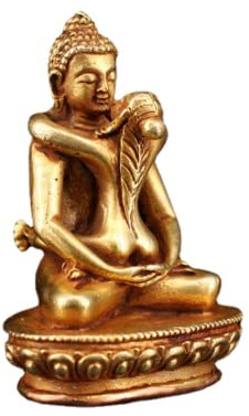 OLSKFUH Goldene Buddha-Statue, Messingfigur, Buddhistische Skulptur, Dekoration, Tantrische Nepalesische Tibetische Statue, Mini-Sammlung Glücklicher Messingstatuen,