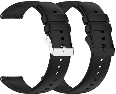 2Pcs Watch Strap With Stainless Steel Buckle Watch Strap Durable Waterproof Soft Silicone Smart Replacement Standard Design Rubber Men's Watchbands Sports Secure Buckle Wrist Straps for Men Women