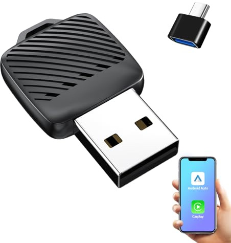 Sunweyer neuester Adaptador Inalámbrico CarPlay & Android Auto 2 IN 1 Dongle,Auto-Conexión,Puerto USB-A, unterstützt Online-Updates, Kabel zu Wireless Adapter (Mini S30)