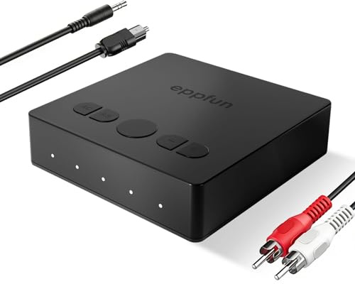 eppfun Receptor Bluetooth 5.4, LDAC APTX-Lossless Adaptive Audio Receiver Adapter con Óptica/RCA/Aux, Bluetooth HiFi para Amplificador/Estéreo Casa