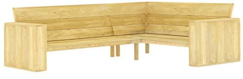 zylophax Garten Eckbank 239 cm, Kiefernholz Imprägniert, L-Form, wetterfest, für Terrasse & Balkon, robuste Holzbank Outdoor