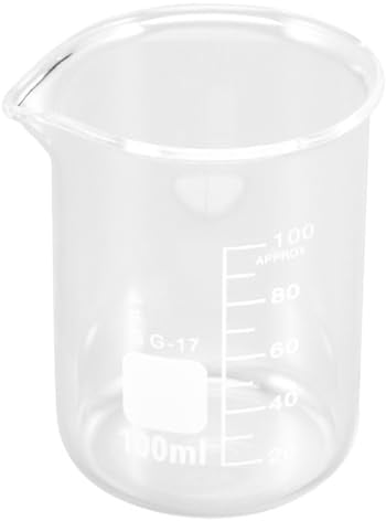 JOINPAYA Vaso de Precipitados Fácil de Medir y Leer de 100ml de Vidrio Graduado para Uso Doméstico Adecuado para Cocina y Repostería