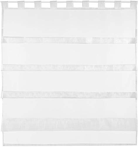 Bestlivings weiße Bistrogardine Transparent mit Schlaufen in 100x110 cm (BxL), in vielen Varianten erhältlich