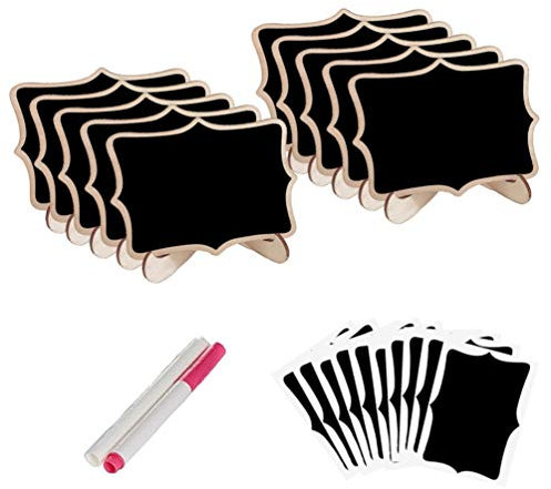 Healifty Mini Tafel Vintage Holztafel mit Ständer Stifte Platzkarten Hochzeit Dekoration (Schwarz)