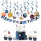SUNBEAUTY Geburtstag Weltraum Dekoration Set UFO Girlande Planeten Spiralen Raumschiff Kuchendeko Kindergeburtstag Deko