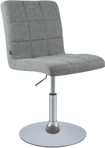 CLP Esszimmerstuhl höhenverstellbar Ricky, drehbar mit Stoffbezug, 360° Sitzfunktion, Trompetenfuß, Metallgestell in Chromoptik Farbe grau