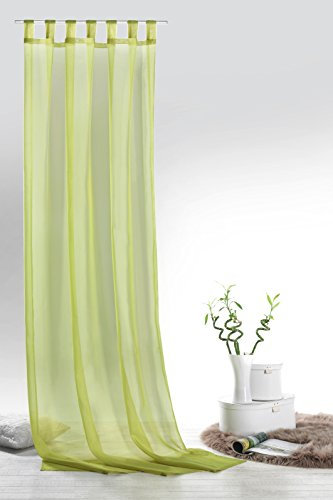 Fashion&Joy - 1 Paar Schlaufenschals Voile einfarbig pistazien grün transparent Vorhänge Typ418