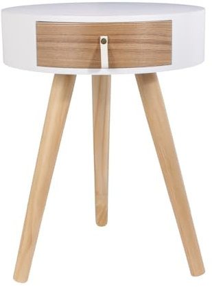 Home Deco Factory HD6201 Nora Nachttisch, Möbel, für Schlafzimmer, Holz/MDF, 35 x 35 x 46,5 cm, Weiß