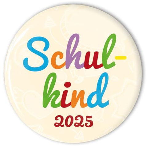 stylebutton® Button Anstecker Schulkinder Geschenk zum Schulanfang 2025 / Einschulung 56 mm (#10 Schulkind bunt)