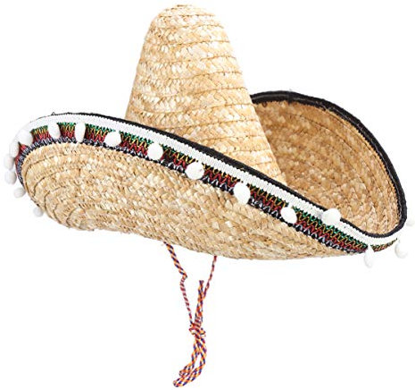Amosfun Mexikanischer Sombrero Hut Natürlicher Strohhut Hawaiianer Stil Dressing up Requisiten Partei Liefert 60Cm