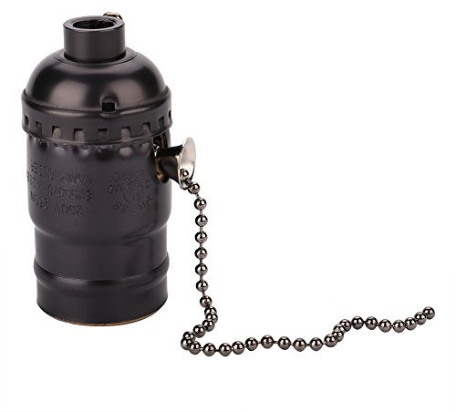 Samfox Lampenfassung, E27 Vintage Lampenfassung mit Pull Chain Lampenfassung(Schwarz)