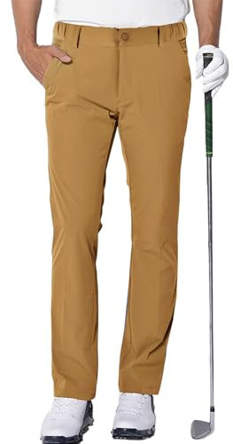 AOLI RAY Herren Golf Hosen wasserdichte Golf Stretchhose Schmale Passform Golf Trousers Slim fit Stretch Lang Golfhose Golf Pants Khaki XL
