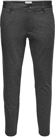 ONLY & SONS Herren Onsmark Pant Stripe Gw 3727 Noos Hose, Dark Grey Melange, 29W 34L EU