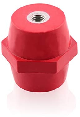 Intratec Isolator M10 40x41mm rot 50x – Selbstverlöschender Polyesterharz Stiftisolator für Sammelschienen & Stromverteiler für eine sichere Elektroinstallation