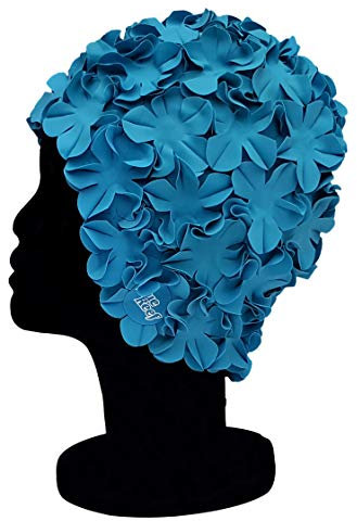 Blue Reef Isla Floral - Cuffia da nuoto da donna classica retrò con petali di fiori 3D, tinta unita, elegante, vintage, taglia unica, per adulti (blu)