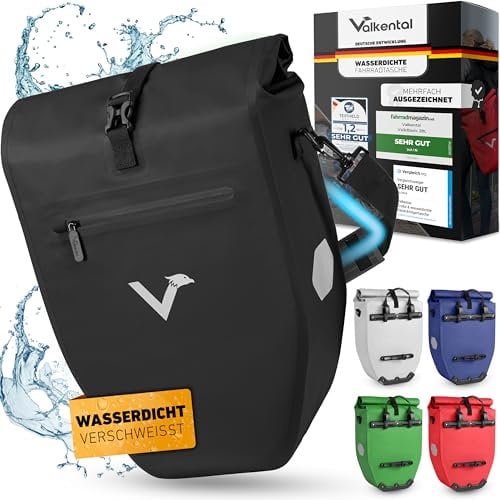 Valkental - Grande Sacoche de Porte-Bagages Etanche - 28L de Volume - Sacoche de Vélo pour Porte-Bagages avec Réflecteurs