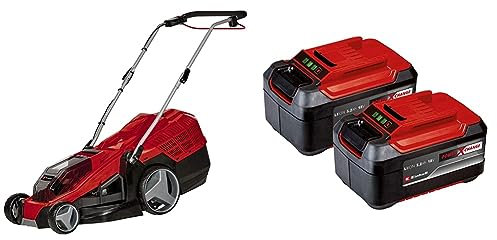 Einhell Akku-Rasenmäher GE-CM 36/43 Li M (Li-Ion, 36 V, 43 cm Schnittbreite, 6-stufige zentrale Schnitthöhenverstellung, inkl. 2X 5,2 Ah Akku und Twincharger)
