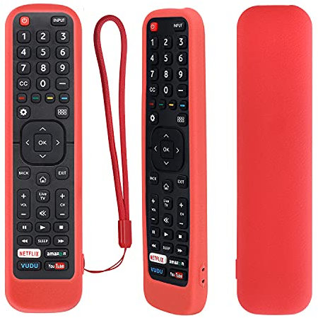 Custodia in Silicone Compatibile con Hisense Telecomando EN2A27 EN2X27HS EN2BO27H ERF2K60H EN2BI27H, Telecomando Sostituito Guscio Protettiva Cover per Hisense Originale Smart TV Telecomando (Rosso)