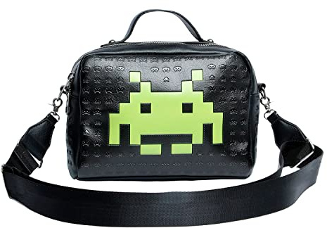 Space Invaders Alien-Cake Schultertasche, Schwarz
